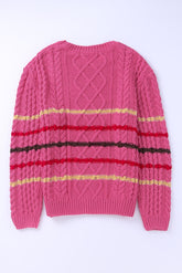 Pull rayé en maille mélangée à col rond